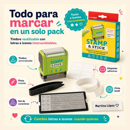 Stamp & Stick Pack para marcar útiles y ropa